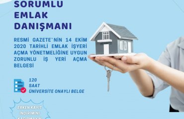 14 Ekim 2020 Tarihindeki  Taşınmaz Yönetmeliği göre Sorumlu Emlak Danışmanlığı Yetki Belgesi olmayan Emlakçılık yapamayacaktır.