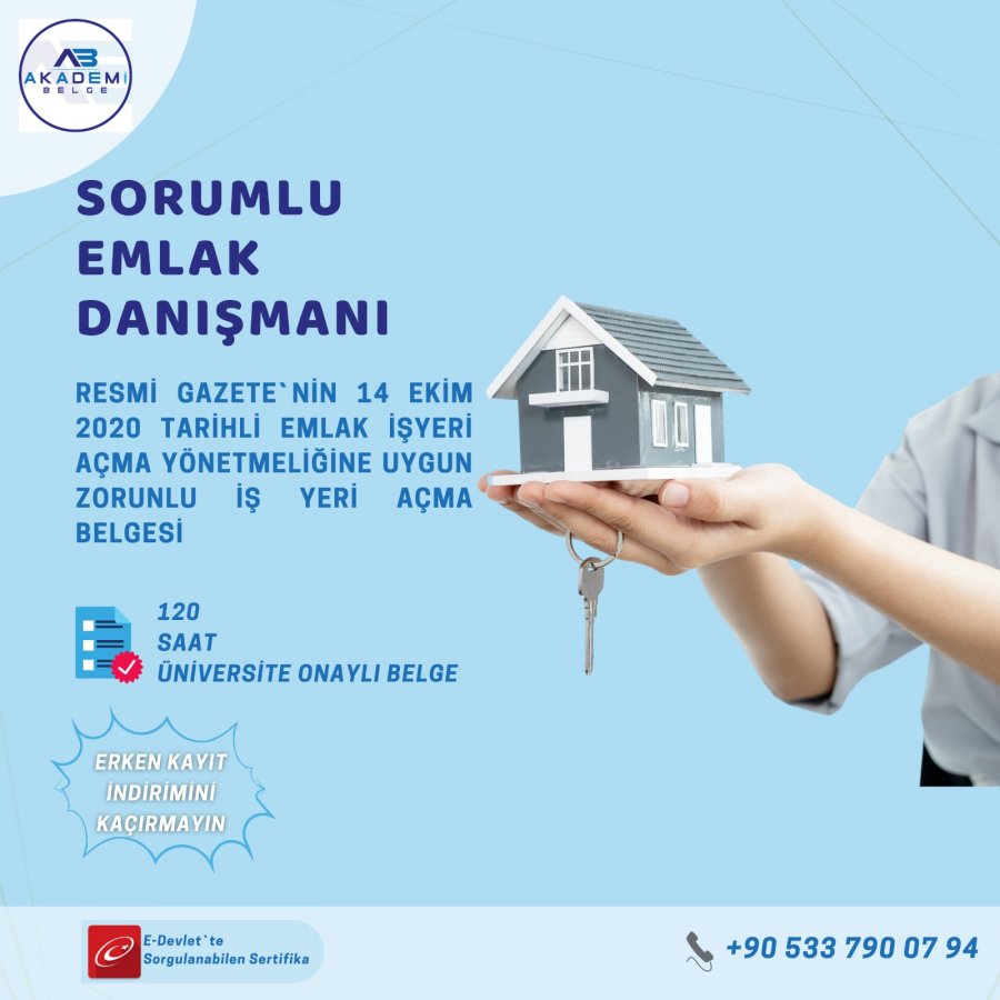 14 Ekim 2020 Tarihindeki Taşınmaz Yönetmeliği göre Sorumlu Emlak Danışmanlığı Yetki Belgesi olmayan Emlakçılık yapamayacaktır.